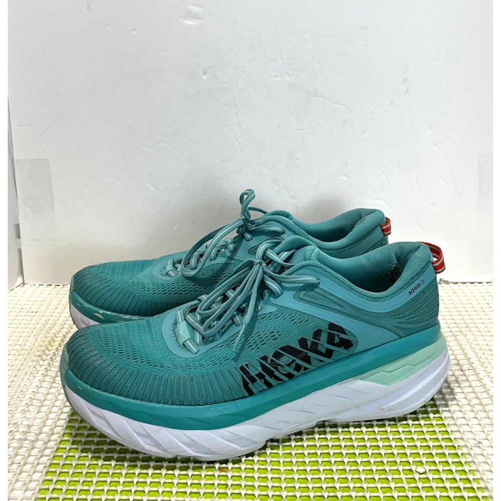 Hoka One One Bondi 7 Women's 10 Blue Aqua Sky Running Shoes 1110519 GOOD